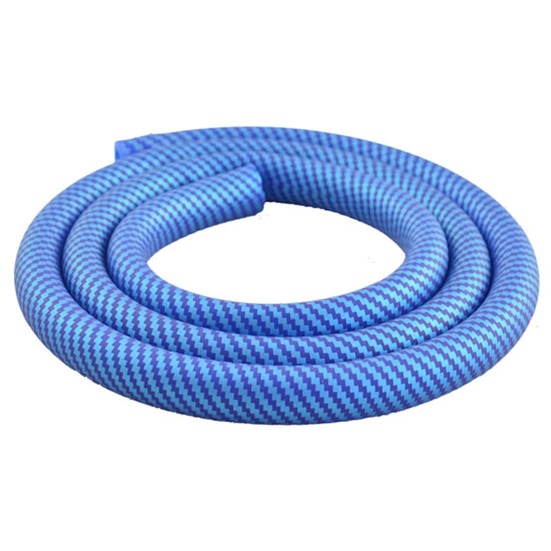 En blå silikoneform i en oval form med bløde, afrundede kanter. Materialet fremstår glat og fleksibelt, med en let skinnende overflade, der reflekterer lys. Indersiden har en struktureret overflade med små, dybe indhak, der skaber et interessant mønster. Formen er let og kan nemt bøjes, hvilket giver en praktisk anvendelse i madlavning.