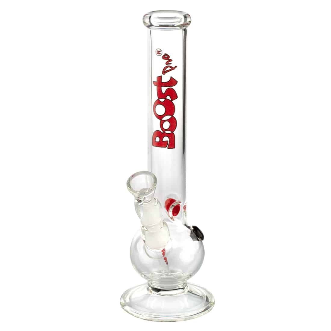 En rød bouncer med en diameter på 32 cm præsenterer sig med en glat, blank overflade. Den runde form er let struktureret, hvilket giver en behagelig tekstur. Nederst er der en klar, cirkulær base, der sikrer stabilitet. Bouncerens farve er intens og ensartet, uden synlige mærker eller dekorationer, hvilket fremhæver dens enkle design.