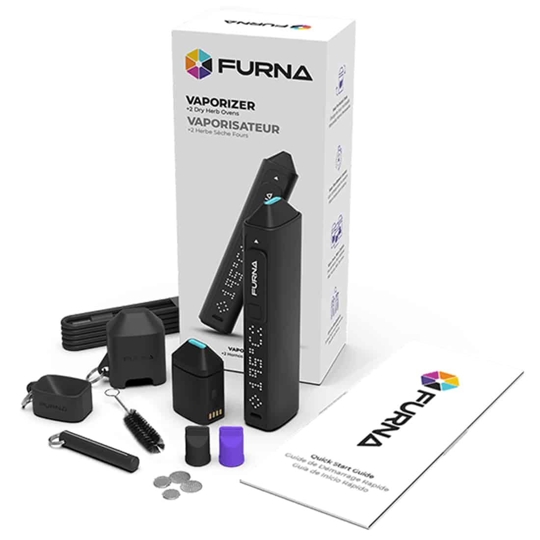 En kompakt, rektangulær enhed prydet med en mat sort overflade, der giver en moderne og stilren fremtoning. Foran er der en digital skærm med tydelige tal og symboler, flankeret af to knapper til justering. En hvid, let buet mundstykke er placeret øverst, mens en lille luftkanal er synlig på siden, hvilket antyder en funktionel struktur.