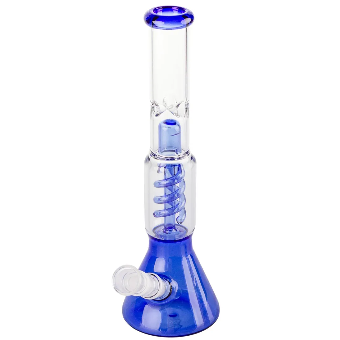 En lyseblå boks med en glat, mat overflade pryder midten af kompositionen. Boksen har en rund form og en diameter på 35 cm. Et sort logo er placeret centralt på fronten, mens kanten er let afrundet. Den samlede struktur fremstår enkel og moderne, uden synlige knapper eller ekstra dekorationer.