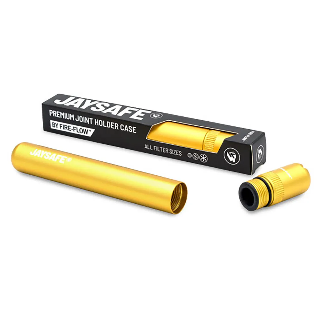 En guldfarvet jointtube med en længde på 110 mm. Overfladen har en glat, skinnende tekstur, der reflekterer lys. Tubens form er cylindrisk med en lige, ensartet struktur. Der er en diskret åbning i den ene ende, og den anden ende er lukket. Ingen synlige logoer eller skrift pryder overfladen.