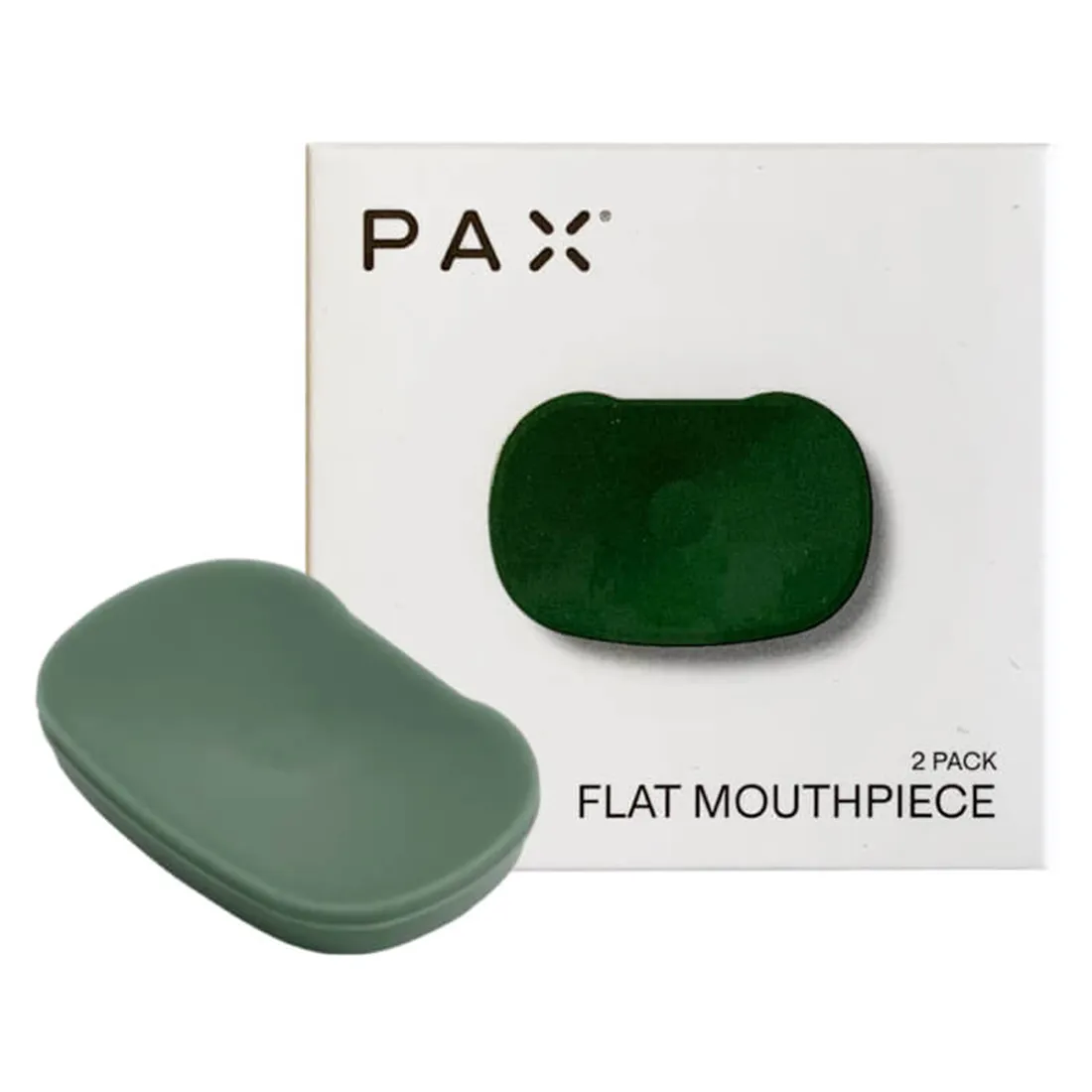 To mundstykker i en dyb grøn farve præsenteres i en tæt, glat overflade. Hvert mundstykke har en let buet form med en afrundet ende og en flad basis, der giver stabilitet. Overfladen er ensartet uden synlige mønstre, og det matte finish skaber en subtil kontrast til den glatte tekstur. Kanten er præcist skåret, hvilket giver et elegant udseende.