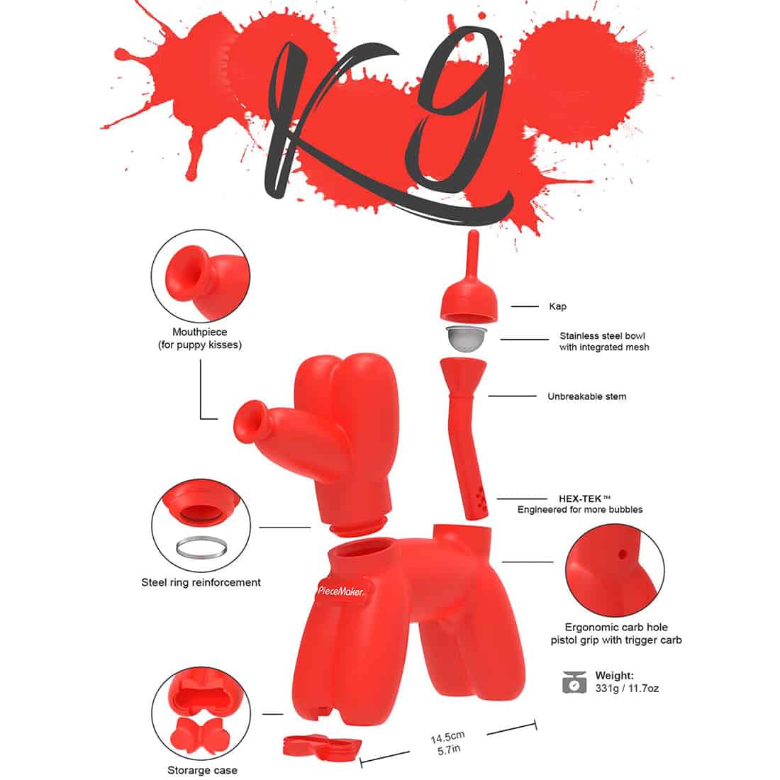 En sort, cylindrisk beholder med en glat overflade og en let buet top. Den er forsynet med en cirkulær åbning i midten, der har en metalramme. Ved bunden er der en kromfarvet ring, der giver en kontrast til den matte sorte farve. Omkring åbningen ses små perforeringer, der tilføjer et dekorativt element til designet.
