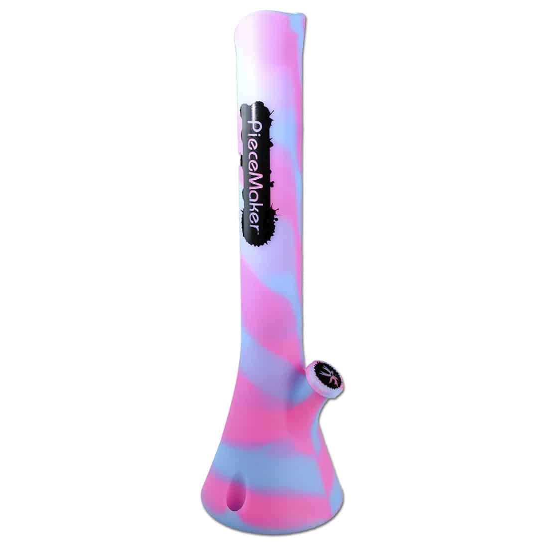 En stor, cylindrisk genstand præsenterer sig med en glat, lys blå overflade og en blød, fluffy struktur, der minder om candyfloss. Toppen har en let bølget form, der skaber en dynamisk silhuet. Det indre afslører en dybere, mere intens blå nuance. Elementet er placeret på en lys baggrund, der fremhæver dets farver og tekstur.