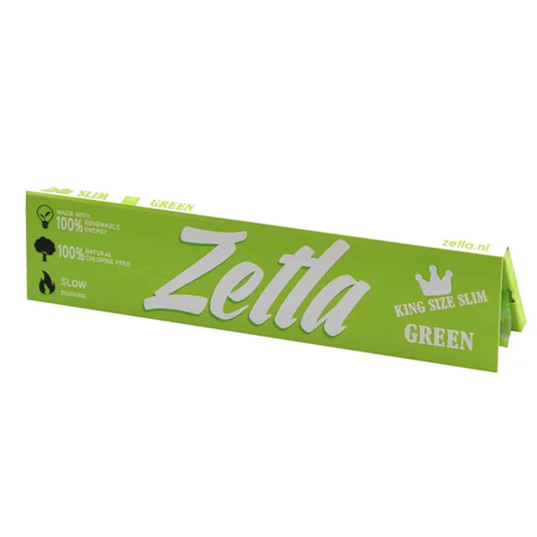 Zetla - Green King Size Slanke rullepapir med miljøvenlige og klorfrie etiketter.