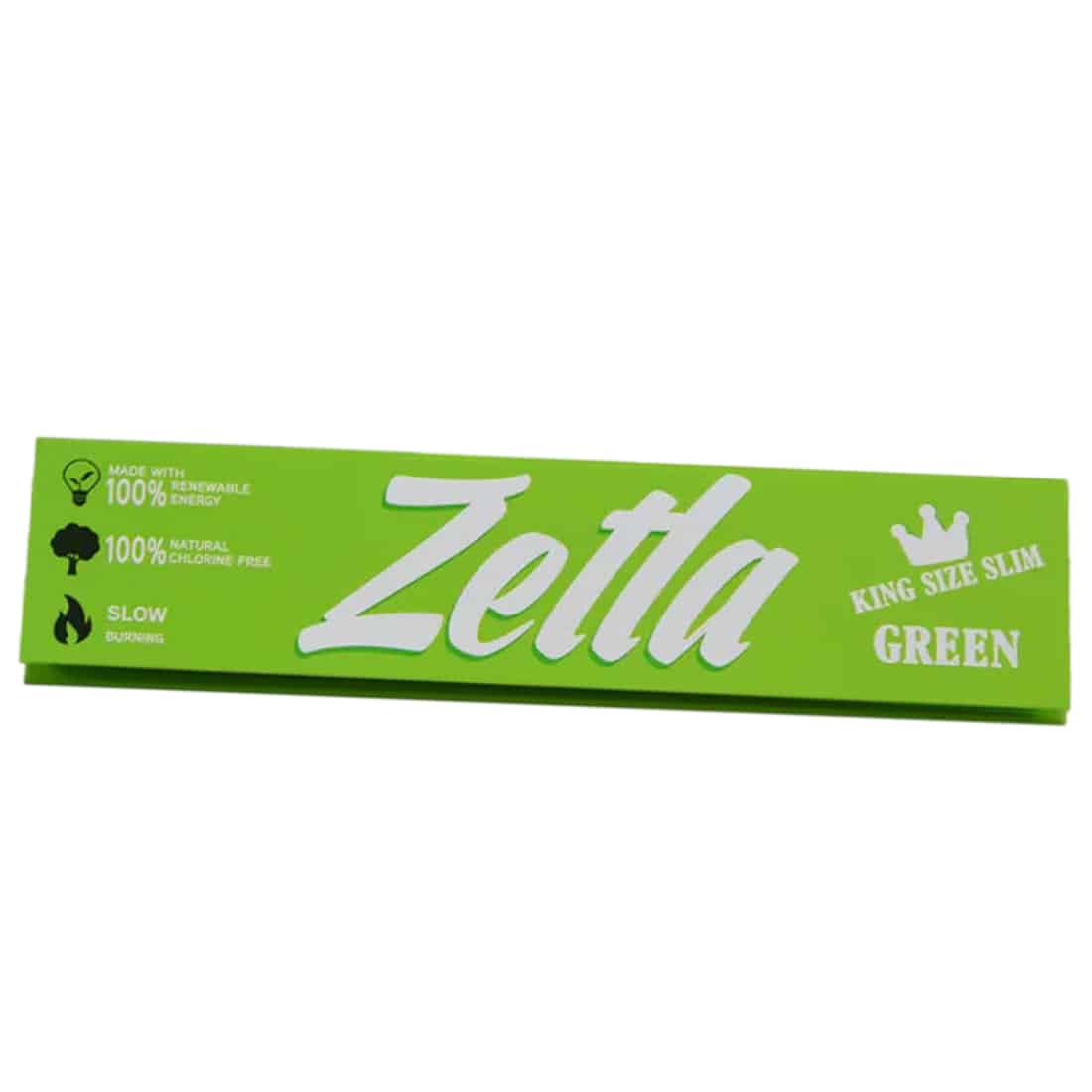 Zetla - Green King Size Slim rullepapir er lavet ved hjælp af vedvarende energi og er klorfri.