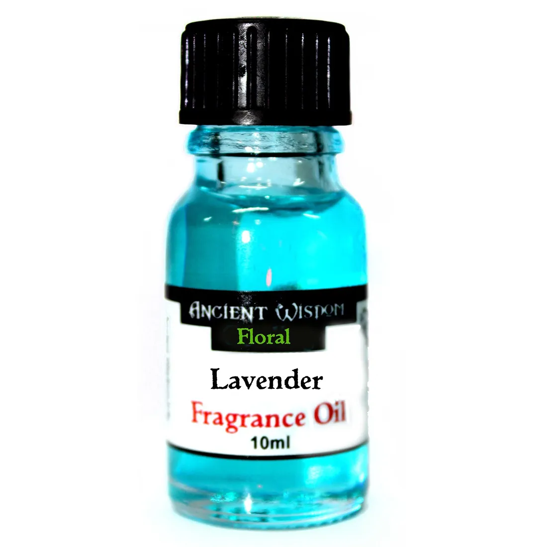 En lille, gennemsigtig flaske indeholder klart, gyldent væske, som ligner lavendelduft. Flaskens form er slank og elegant, med en sort, skruelåg der afslutter toppen. Etiket på flasken præsenterer tekst i en lys farve, der angiver produktets navn. Flasken står på en neutral overflade, der fremhæver dens enkle, men stilfulde udtryk.