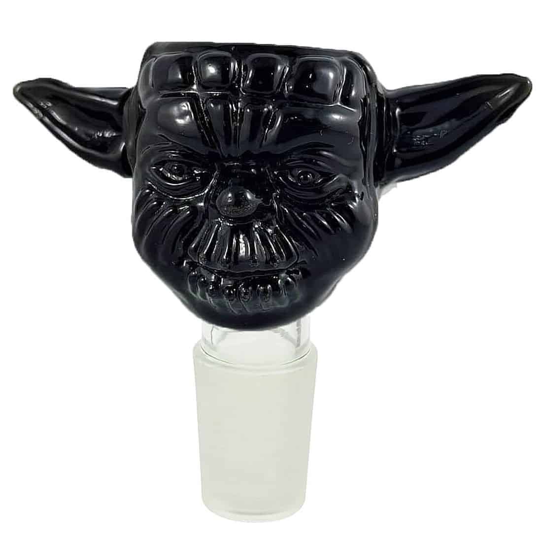 En skål i sort glas med en glat, blank overflade. Skålens form er organisk med bølgede kanter, der skaber et dynamisk udtryk. Indvendigt reflekterer glasset lyset og fremhæver dybden i skålen, mens den ydre overflade er ensartet og uden mønstre. Skålen har en let konkav bund, der giver stabilitet.