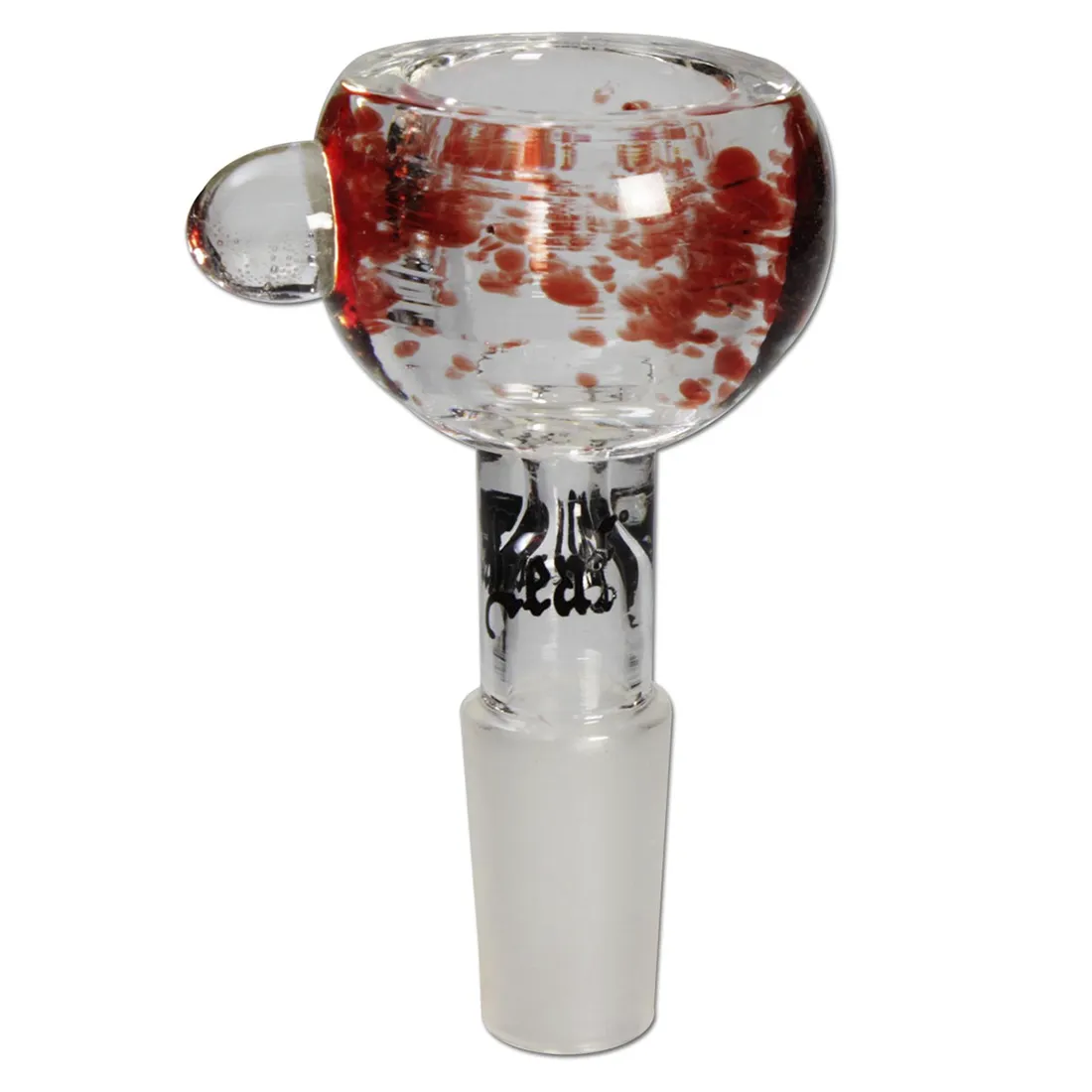 En skål med en glat, sort overflade præget af en bladlignende struktur, der giver dybde og tekstur. Den har en rund form med opadgående kanter og en let buet bund. Indvendigt fremtræder en dyb rød nuance, der kontrasterer med den sorte yderside. Skålen udstråler en elegant og organisk æstetik.