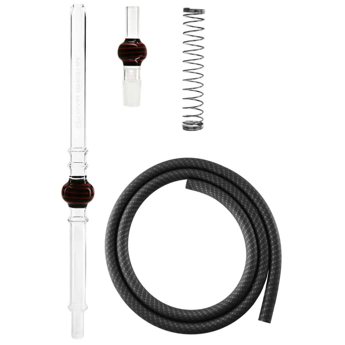 En sort og rød slange i form af en lolly-stick præsenteres med en glat, skinnende overflade. Slangen har en lang, let buet krop med en tydelig struktur, der giver en realistisk fremtoning. Farverne skaber en markant kontrast, og den sorte base er prydet med røde detaljer, der følger kroppens kurver. Elementerne er harmonisk proportioneret.