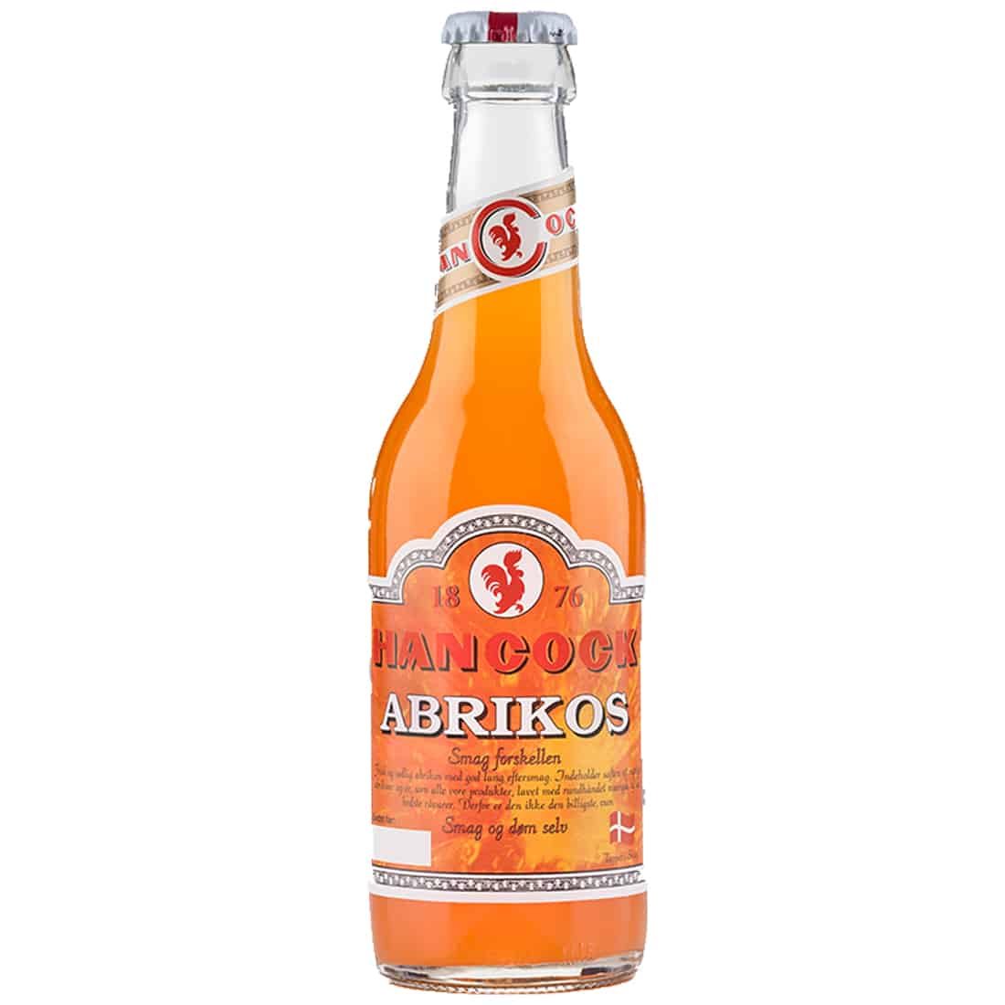 Glasbeholder i klart glas med en kapacitet på 25 cl. Beholderen har en slank, cylindrisk form og en glat overflade. Låget, der er af metal, har en gyldenfarve og en let buet form. Etiket med tekst i sort og hvid pryder beholderens midte, hvilket giver en kontrast til det klare glas.