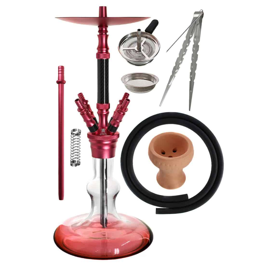 En cykel med en ramme i en dyb rød farve, der strækker sig i en strømlinet form. Hjulene har sorte dæk og sølvfarvede fælge, der kontrasterer med rammen. Styret er enkelt, med sorte håndtag og en minimalistisk styrfitting. Sædet er ergonomisk designet, og cyklen står stabilt på et gråt underlag, hvilket fremhæver dens detaljer.