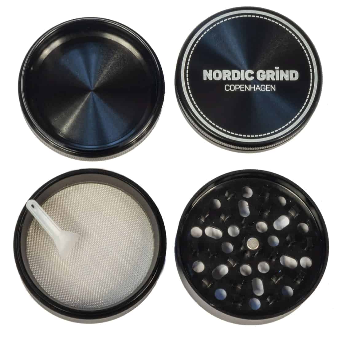 En sort klubbe med en diameter på 63 mm præsenterer sig med en glat, mat overflade. Den har en let buet form, der giver en robust udseende. Kanten er tydeligt defineret, og der er en subtile tekstur, som giver et godt greb. Det minimalistiske design fremhæver funktionaliteten uden unødvendige detaljer.