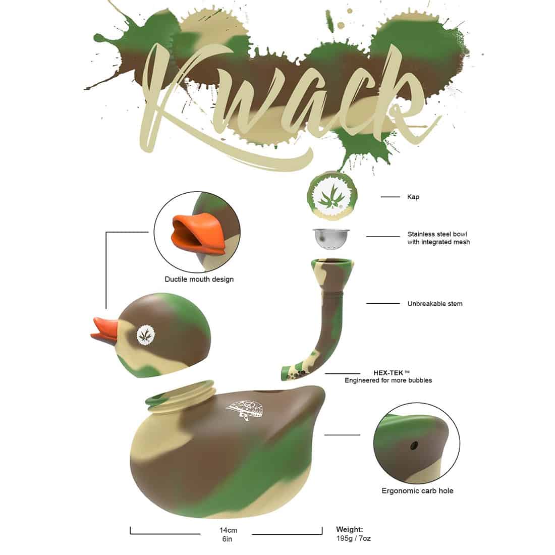 En multifunktionel opbevaringsløsning i camouflagefarver præsenterer sig med en robust, firkantet form. Den er fremstillet af slidstærkt materiale, der har en mat overflade. På forsiden er der en stor, praktisk lynlås, der giver adgang til det indre rum. Kanten er forstærket, og der er håndtag i siderne for nem transport. Mønstrene skaber en dynamisk visuel effekt.