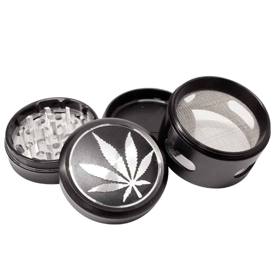 En sort, cylindrisk slibemaskine med en diameter på 63 mm præsenterer sig med en glat, mat overflade. Den har en robust, ergonomisk form med tydelige konturer og en knap til tænd/sluk på siden. Maskinen er udstyret med et gittermønster, der sikrer ventilation, og en skarp slibeskive er synlig i åbningen.