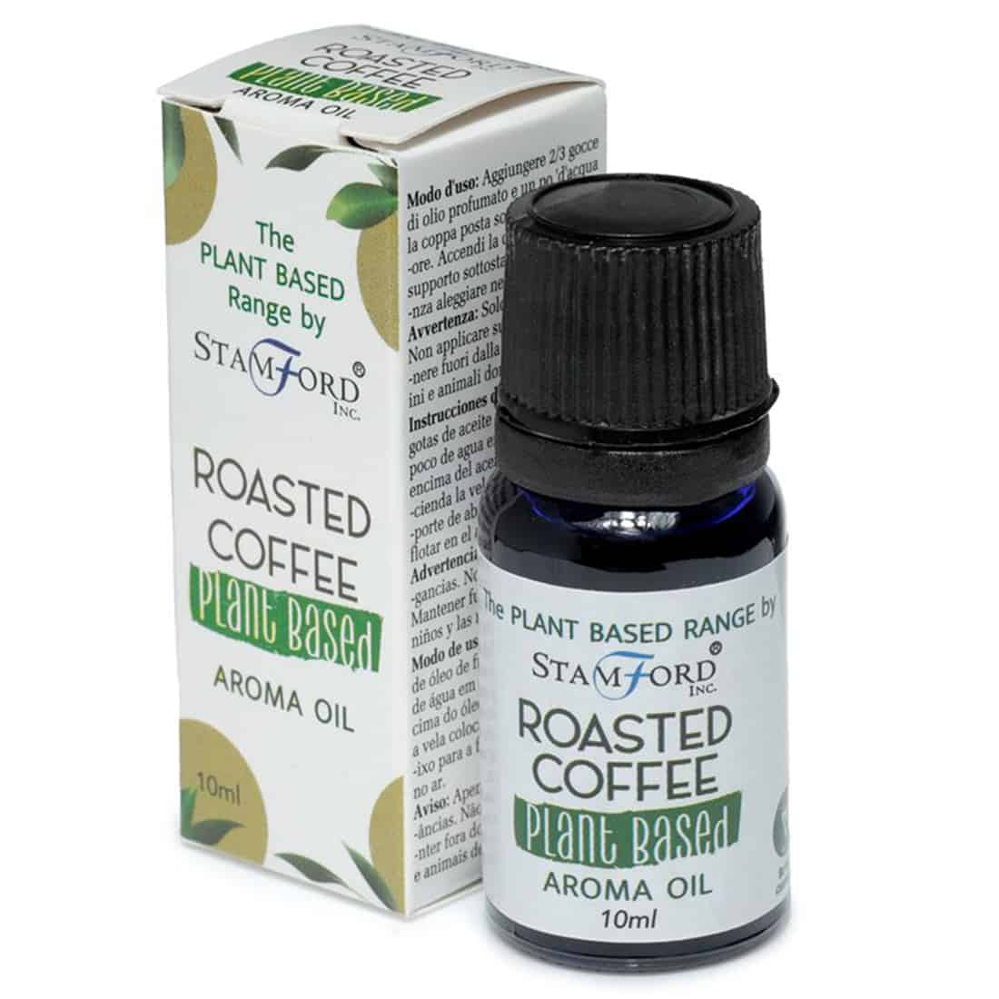 En lille glasflaske med en sort, tætsluttende skruelåg. Flasken indeholder en klar væske, der reflekterer lyset og viser subtilt nuancer af gyldne farver. Etiket på flaskens front er hvid med sort tekst, der angiver produktinformation. Etiketten prydes af en grøn planteillustration, som tilføjer et naturligt element til designet. Flasken står på en neutral overflade.