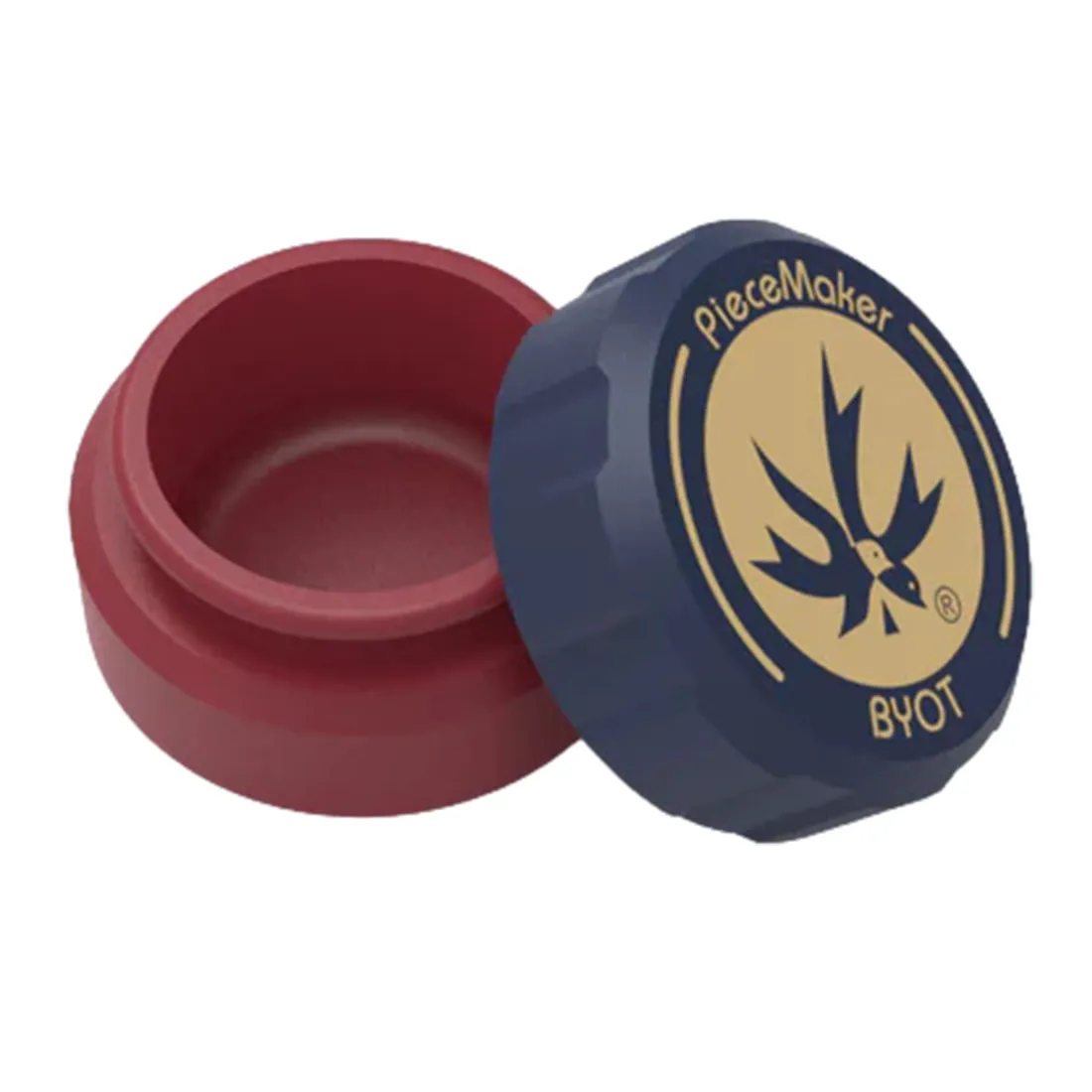 En burgunderfarvet container med en glat, mat overflade og skarpe kanter. Containeren har en rektangulær form med afrundede hjørner og en solid struktur. Udsmykningen er minimalistisk, uden synlige knapper eller symboler. Den står på en flad overflade, hvilket fremhæver dens enkle design og dybe farve, der skaber en kontrast til omgivelserne.