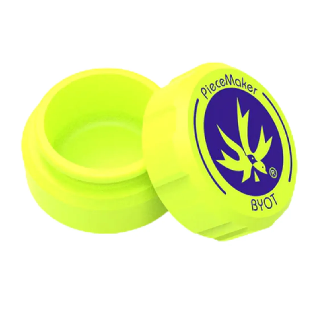 En gul container prydes af et hazard-symbol i sort, som indikerer fare. Containerens overflade har en glat tekstur, og hjørnerne er skarpt definerede. På fronten ses en stor åbning, der muliggør adgang. Mønstret omkring åbningen tilføjer visuel interesse, mens den ensartede farve skaber en iøjnefaldende effekt.