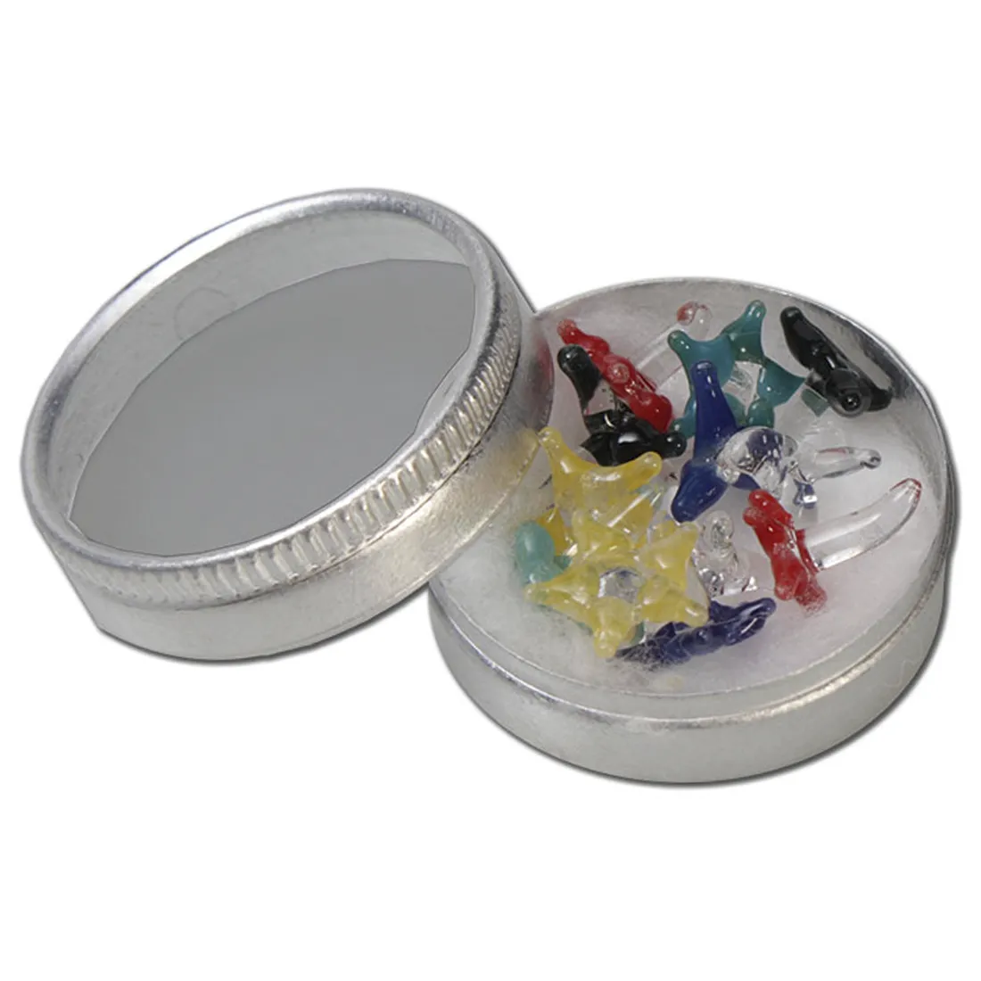 En sætning af ti transparente glasrør, hver med en slank, cylindrisk form. Rørene er krystalklare og har en let buet åbning foroven. Bunden er flad og stabil, hvilket sikrer, at de kan stå oprejst. Overfladen har en glat tekstur, der reflekterer lys og skaber en glitrende effekt. Rørene er ensartede i størrelse og længde.