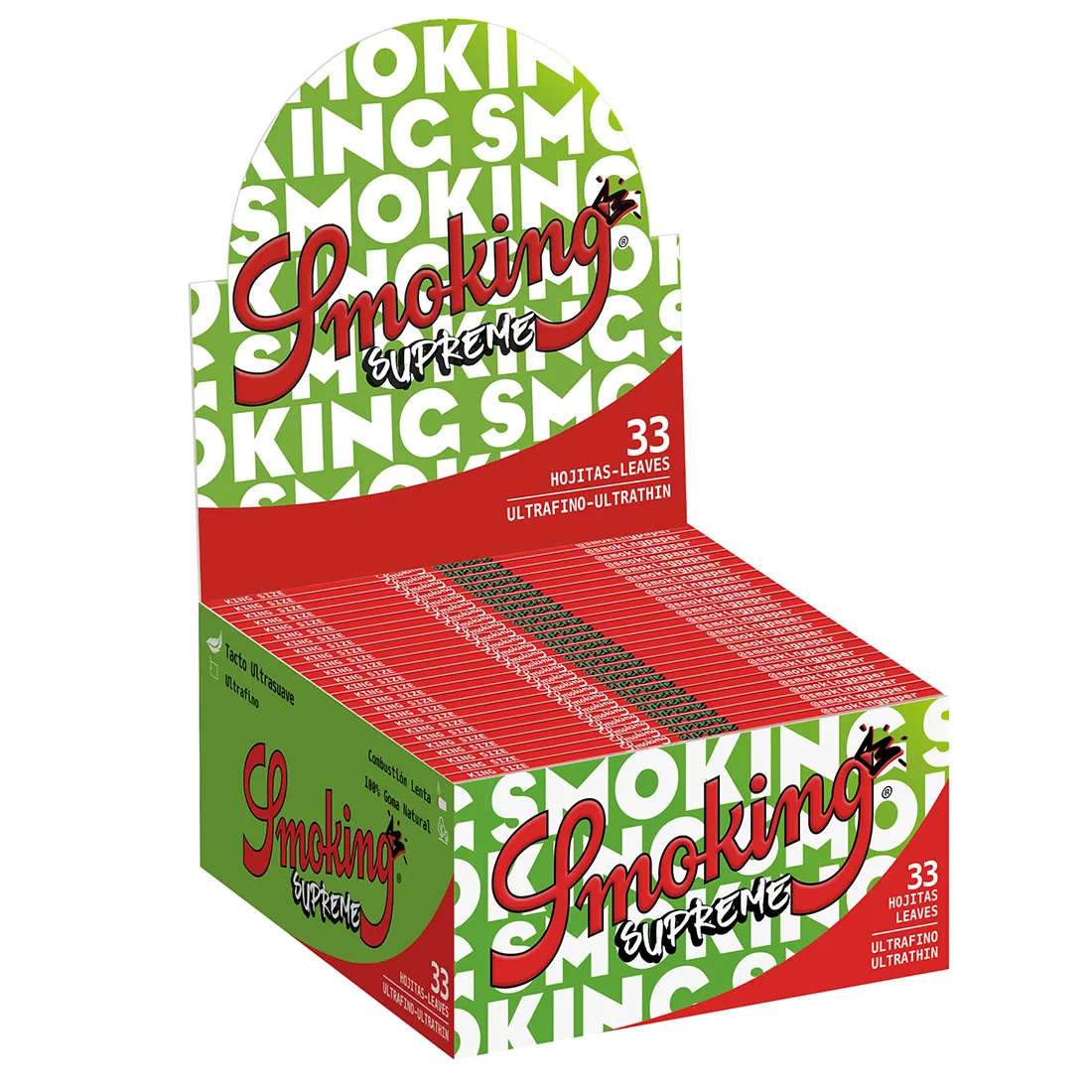 Rullerne er lavet af tyndt, hvidt papir med en glat overflade. De har en slim profil og er designet til at være lange og smalle. Pakken er prydet med sort og gyldent tekst, der angiver produktnavnet. Mønsteret er enkelt, og der er en perforeret kant for nem adskillelse af papirerne.