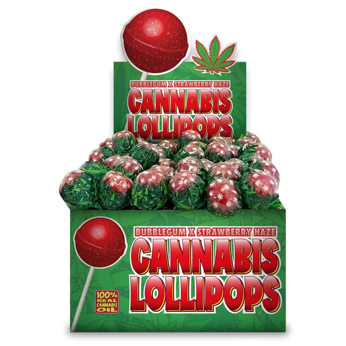 Lollipops præsenterer sig med en vibrant rødfarvet overflade, prydet med små, detaljerede, hvide prikker, der skaber et kontrastfuldt mønster. Den glatte tekstur giver en indbydende følelse. Hver lollipop er formet som en klassisk rund godbid på en lang, tynd stik, der er let buet. Farverne fremhæver en frugtagtig, sød æstetik.