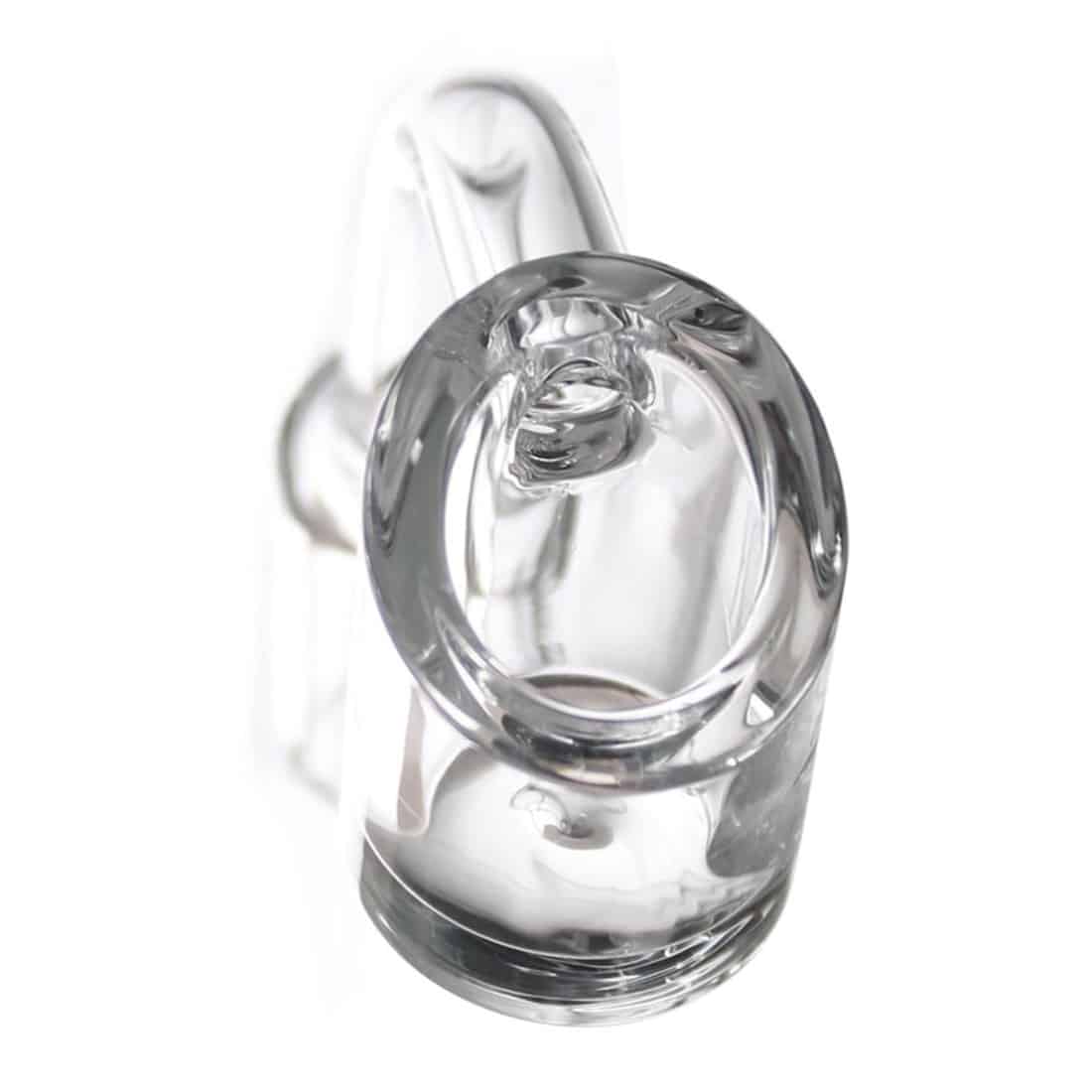 En kvarts banger med skrå kant, der har en klar og glat overflade. Den er transparent med en let lyserød nuance. Bangerens base er bred, hvilket giver stabilitet, og den har en standard SG 14 tilslutning. Indersiden er glat og reflekterer lys, mens den udvendige overflade har en let mat finish.