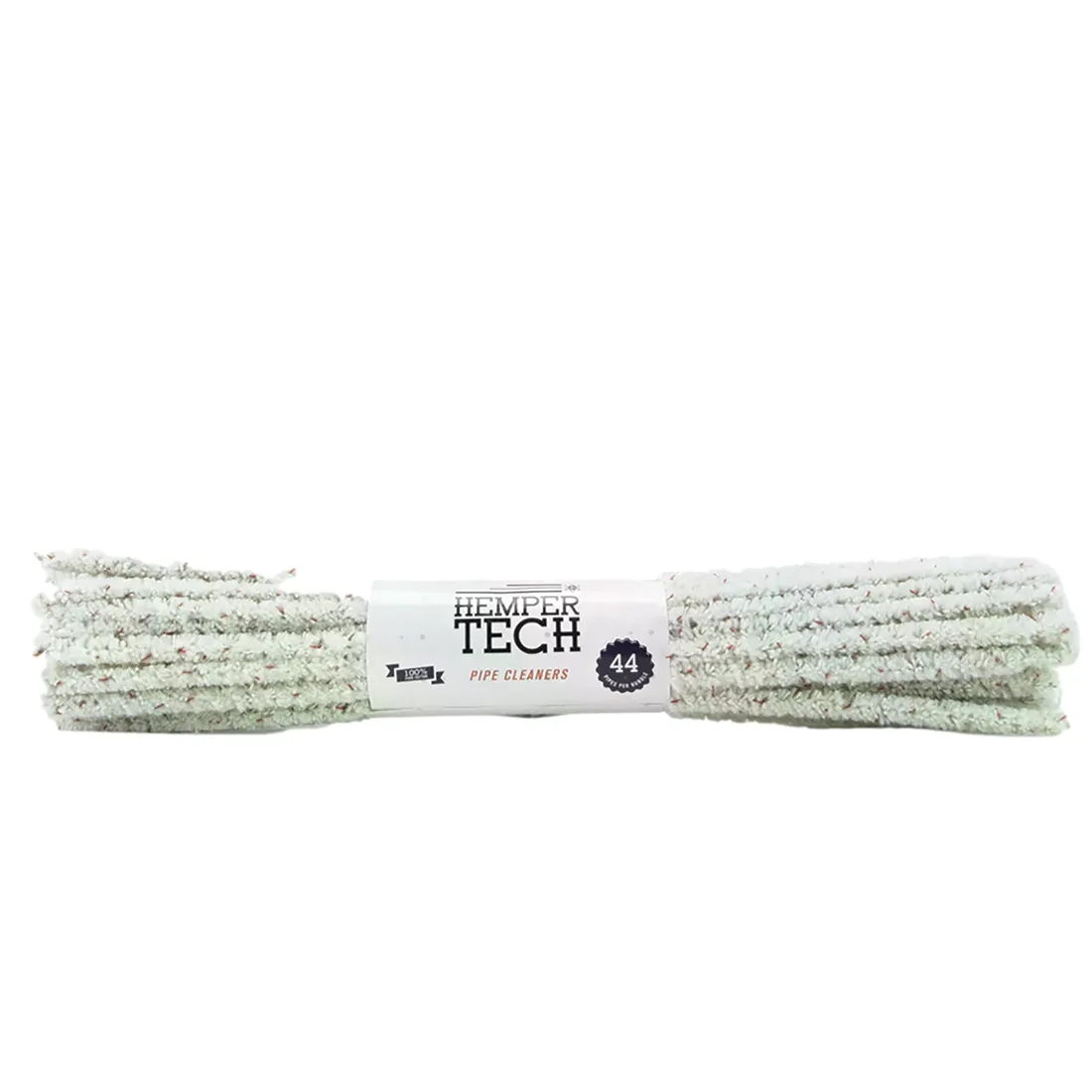 En pakke indeholdende 44 rørrenserne, præsenteret i en genkendelig, cylindrisk form. Rørrenserne er farvet i nuancer af grøn, blå, og orange, med en blød og fluffy tekstur, der giver en tydelig kontrast til den glatte plastpakke. Hver rørrenser har en længde på cirka 30 centimeter og en tynd, fleksibel struktur, der gør dem lette at bøje.