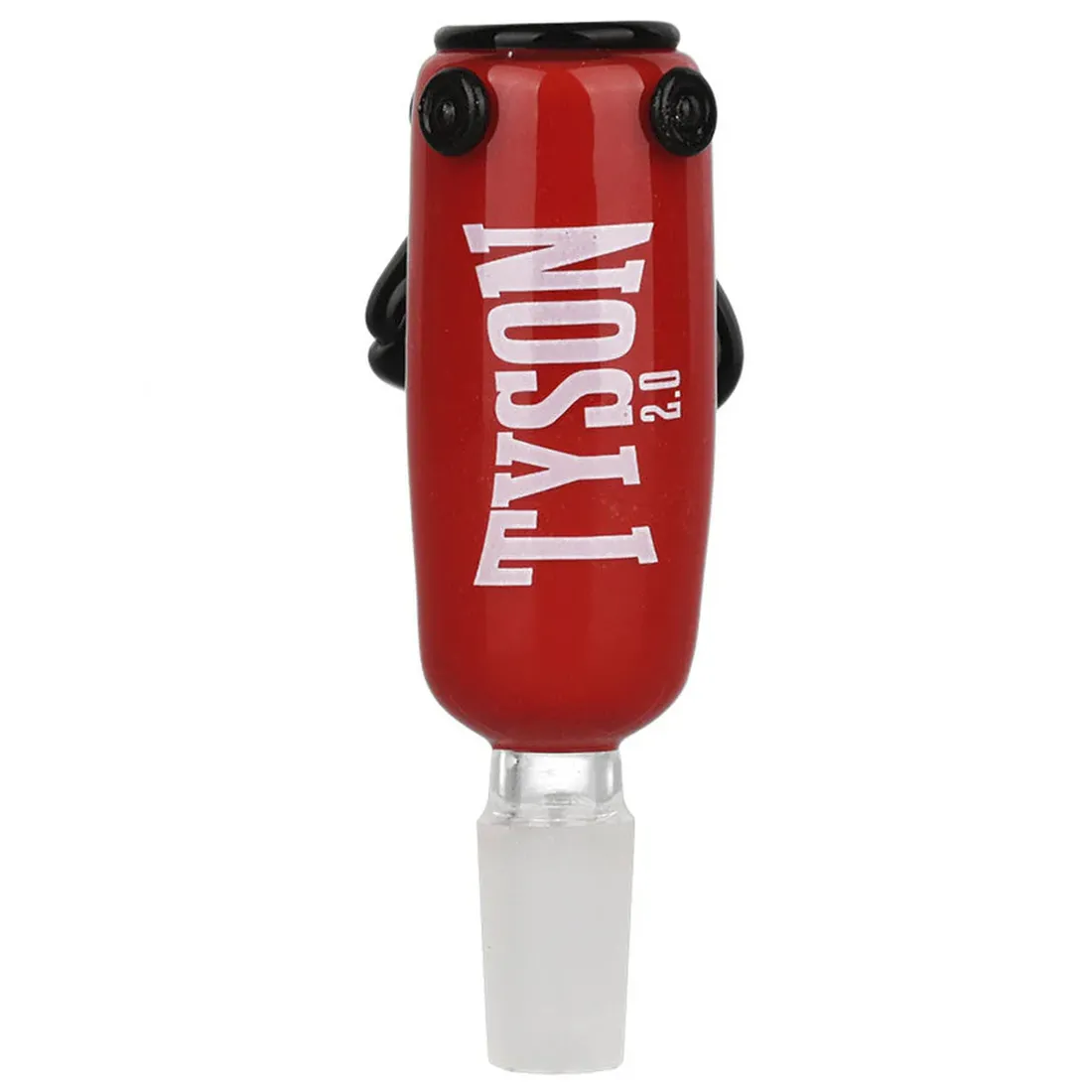 En tung træningssæk i rød farve pryder midten af beskrivelsen. Den er cylindrisk med en glat, skinnende overflade og synlige syninger langs kanten. Øverste del har en bred åbning, hvor en sort kæde hænger, hvilket signalerer opsætningsmuligheder. Sækken har et minimalistisk design uden yderligere motiver eller tekst, hvilket fremhæver dens enkle form.