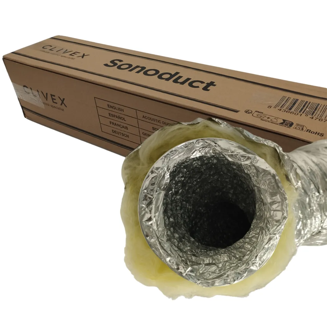 Clivex - Dobbetlag Lydisoleret Flexslange 127 mm (10M)