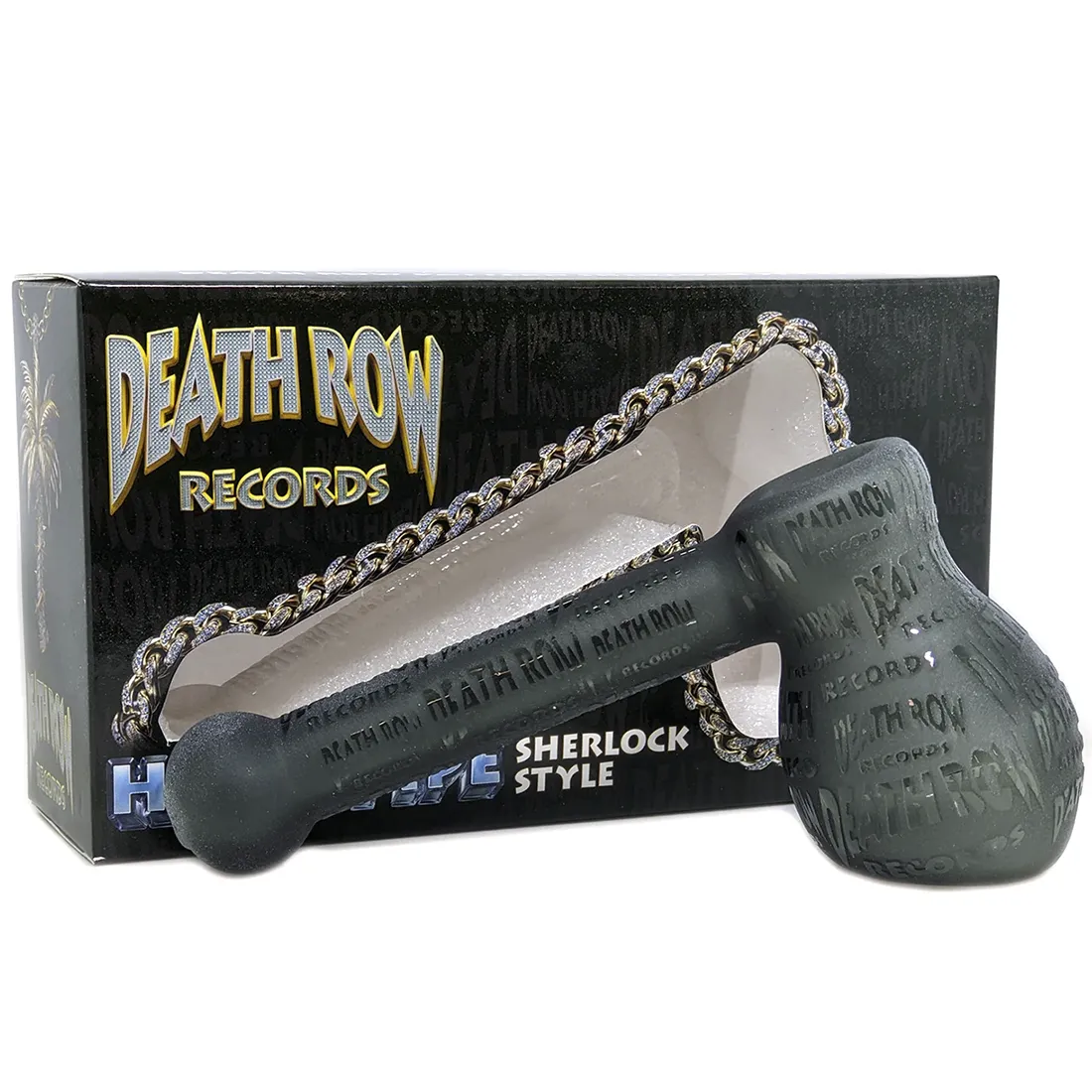 Death Row Records - Full Metallic Etched Smoke Black Hammer Bubbler 152 mm