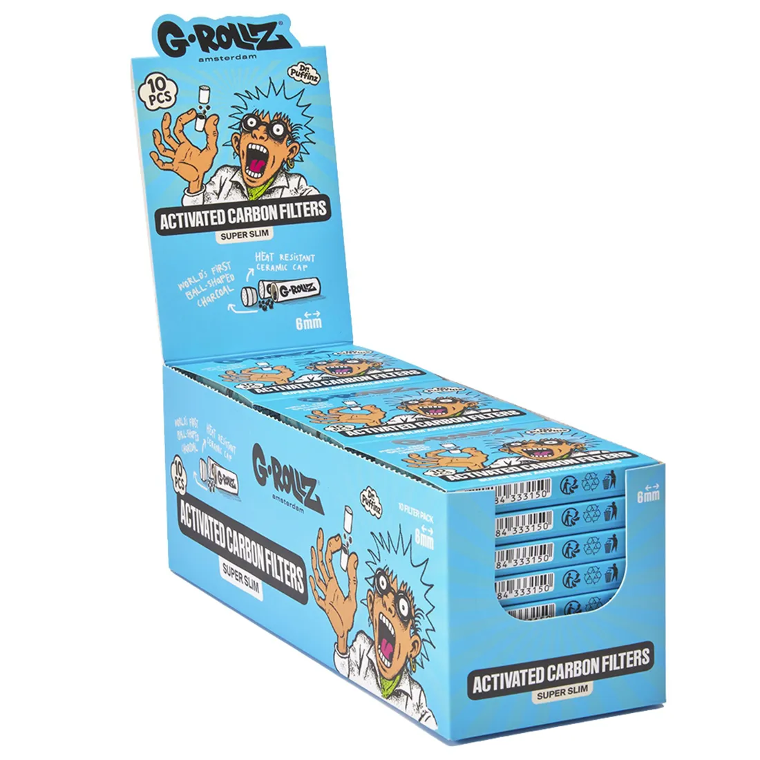 G-Rollz - Activated Carbon Filters Blue (6 mm) 10 stk - Billede 4