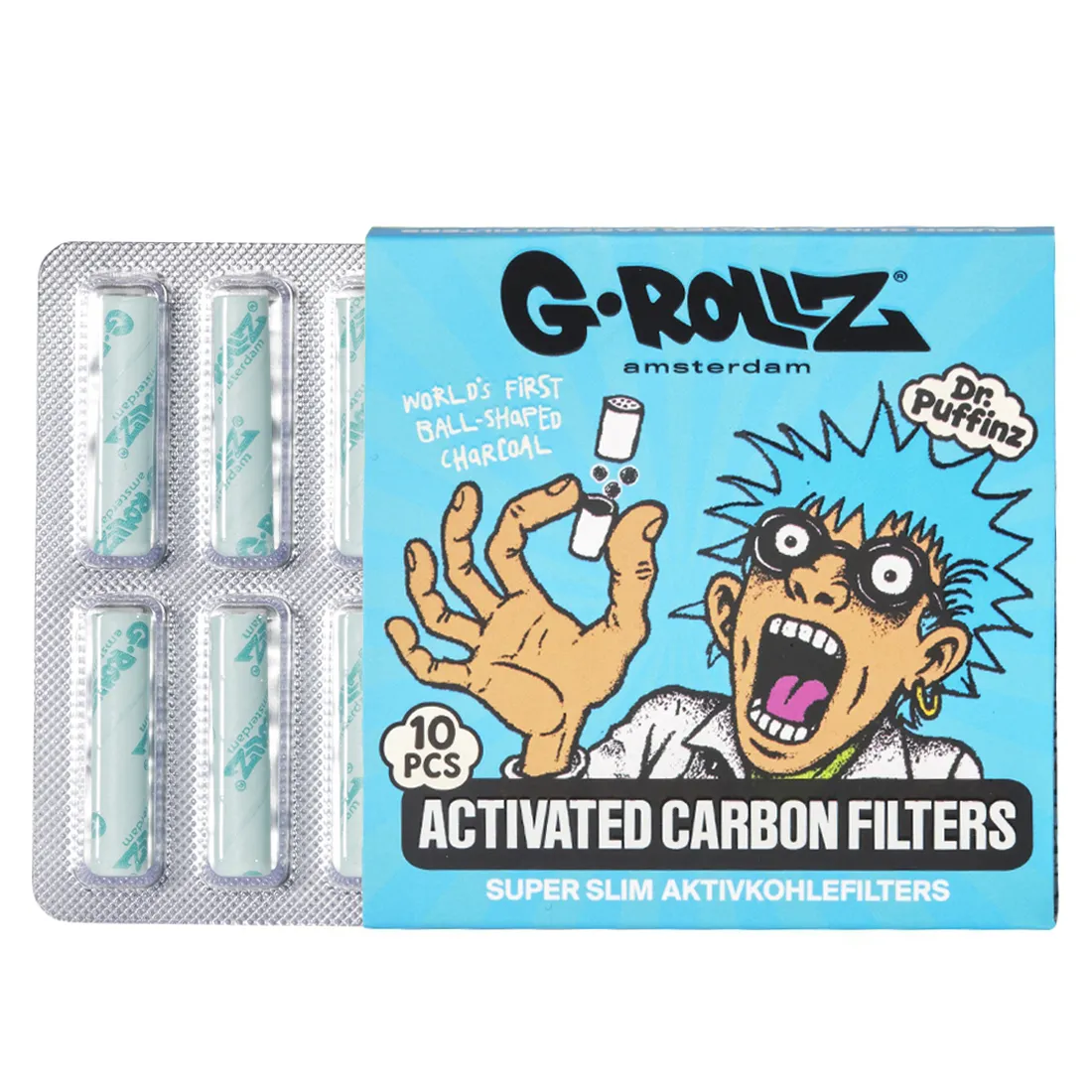 G-Rollz - Activated Carbon Filters Blue (6 mm) 10 stk