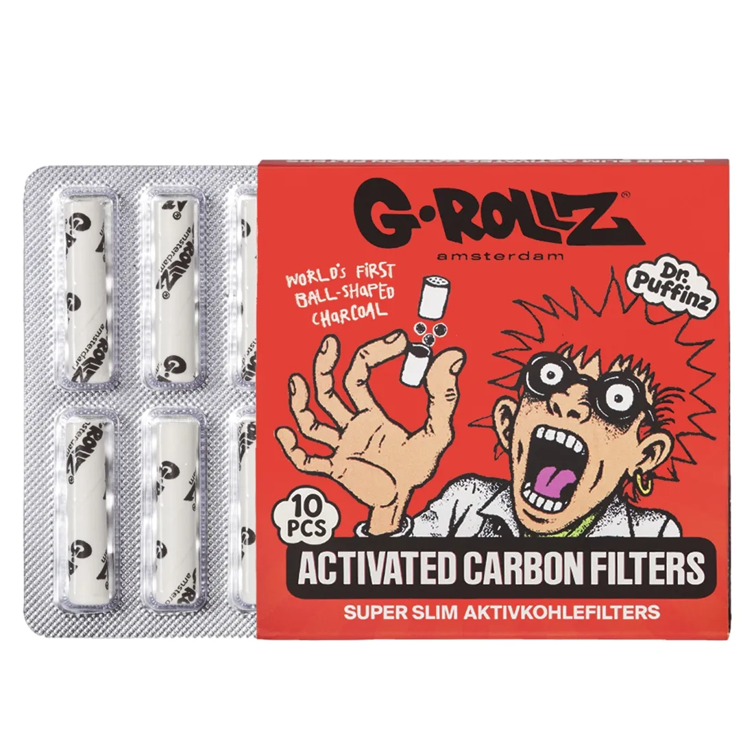 G-Rollz - Activated Carbon Filters White (6 mm) 10 stk