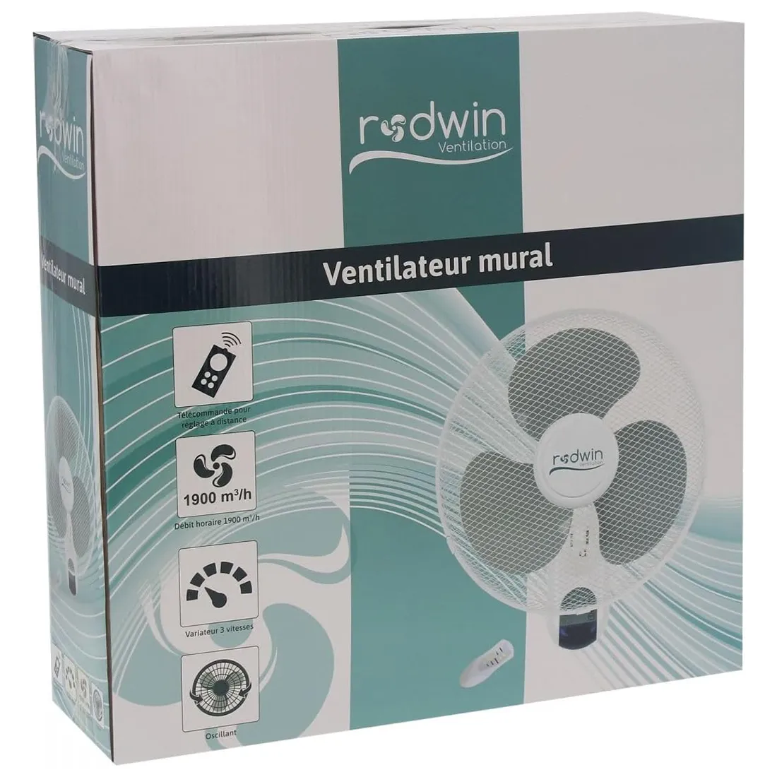 RODWIN - Oscillerende Vægventilator 40 cm - Billede 3