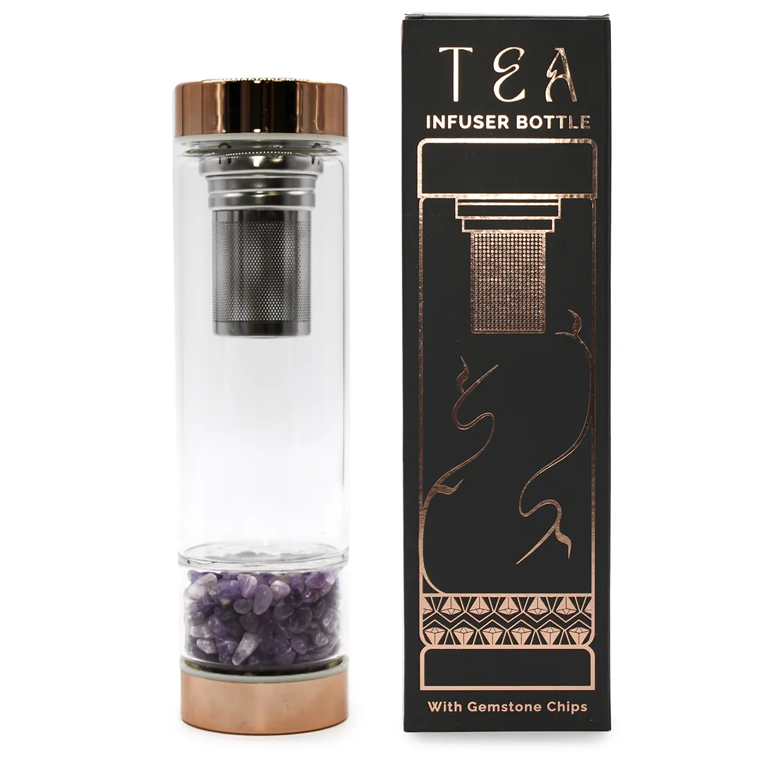 Crystal Glass - Tea Infuser Bottle Amethyst