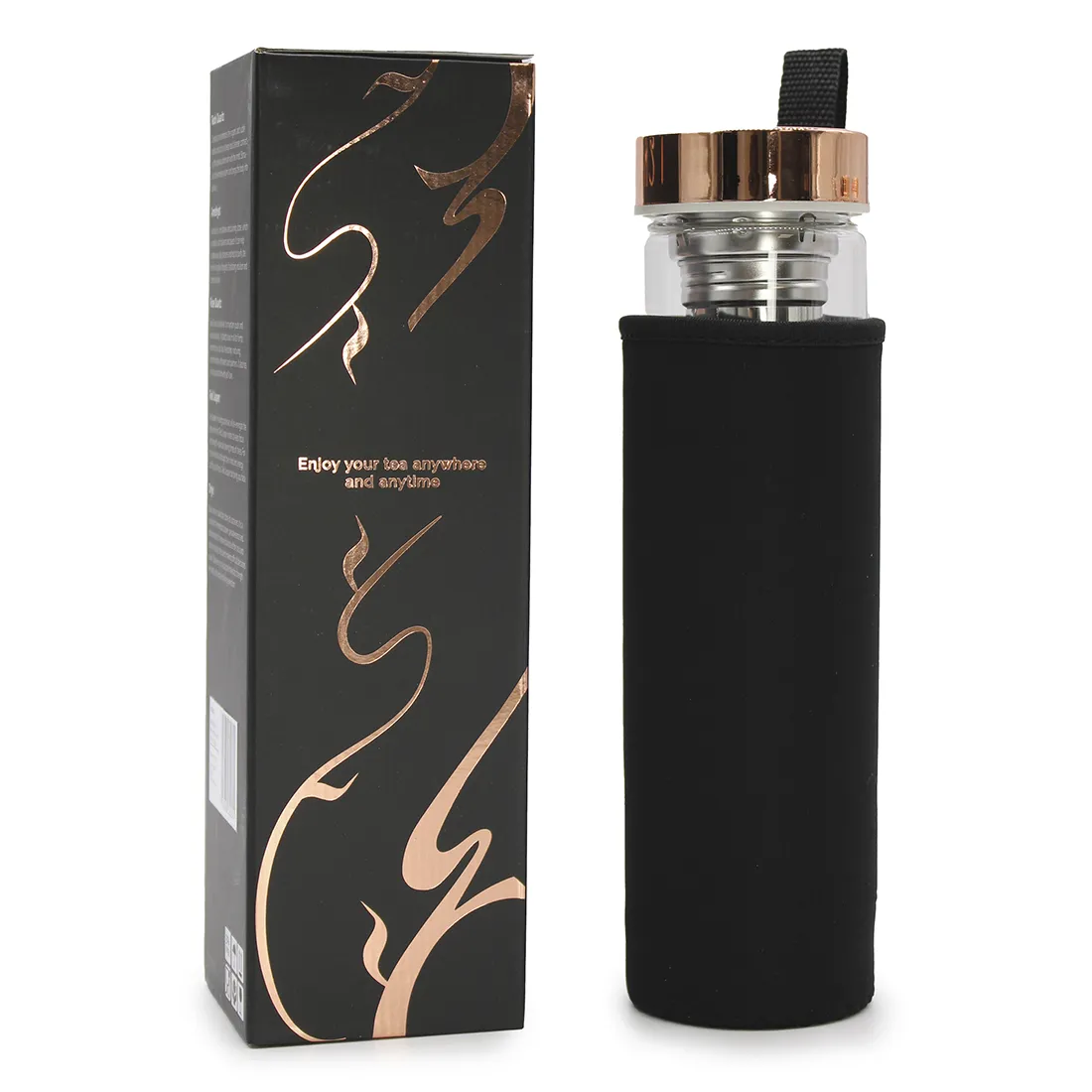 Crystal Glass - Tea Infuser Bottle Rose Quartz - Billede 4