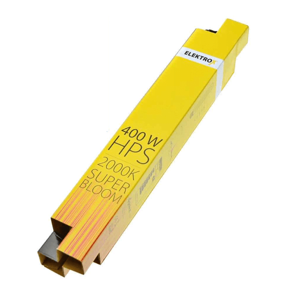 En højtryksnatriumlampe med en gennemsigtig, cylindrisk glasbeholder pryder toppen. Glasset er omkranset af en metalramme med en sølvfarvet finish. Lampens base er sort, med tydelige tilslutningspunkter til elektriske ledninger. Overfladen af glasset har en let buet form, og der er synlige præg og detaljer, der indikerer en robust konstruktion.