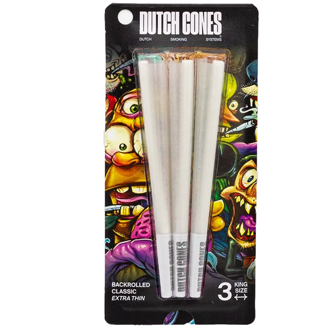 Tre store, hvide papirskegler står oprejst i en række. Hver kegle har en glat, ensartet overflade uden mønstre og en spids top. Materialet fremstår let og skrøbeligt, hvilket understreger keglernes funktionalitet. Keglerne er placeret på en lys overflade, der giver en subtil kontrast til det hvide papir.