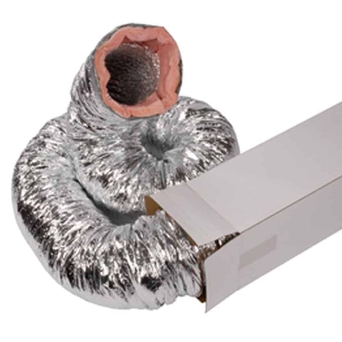 En fleksibel slange i grå farve, fremstillet af et blødt, gummiagtigt materiale. Slangen har en ribbet overflade, der giver en struktureret tekstur. Den er bøjelig og kan tilpasses forskellige former. I den ene ende ses en tæt forsegling, mens den anden ende er åben. Slangen har en ensartet tykkelse og er designet til lydisolering.