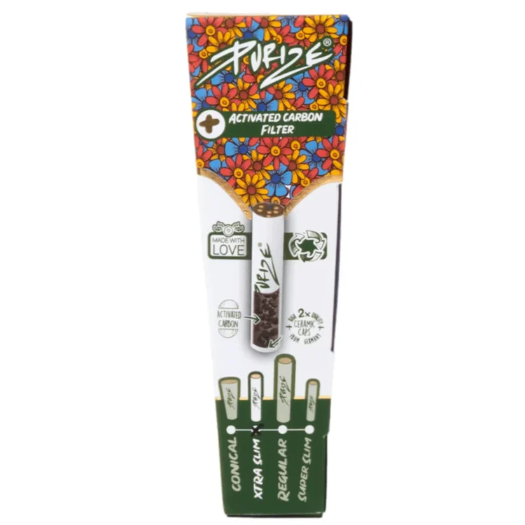 PURIZE® - Unbleached King Size Activated Carbon Cones 3 stk