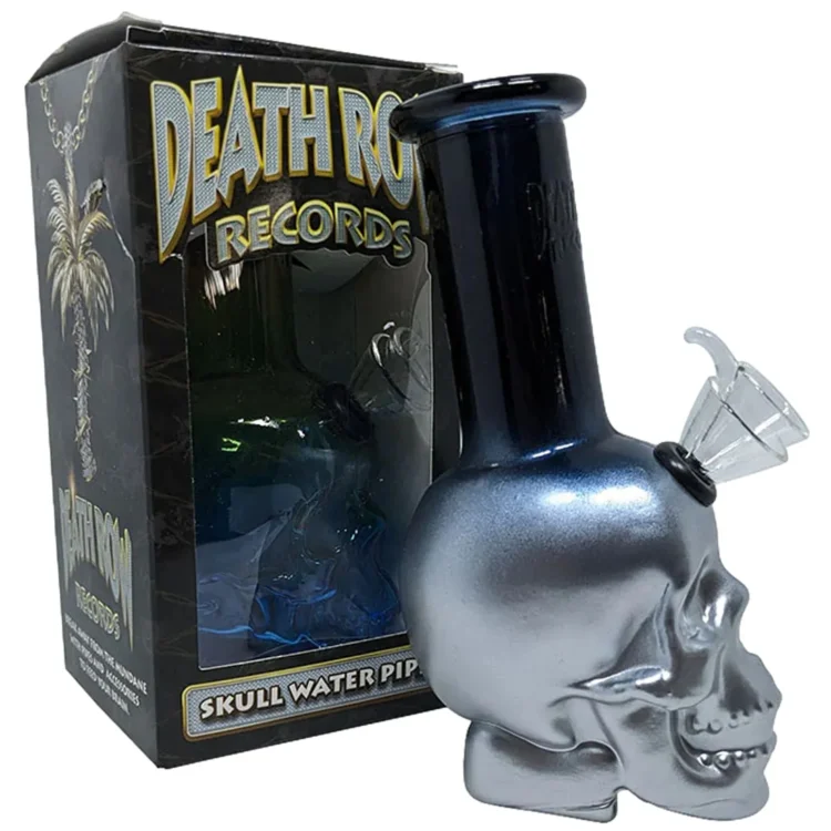 Death Row Records - Skull Bubbler Black & Silver Bong 15 cm