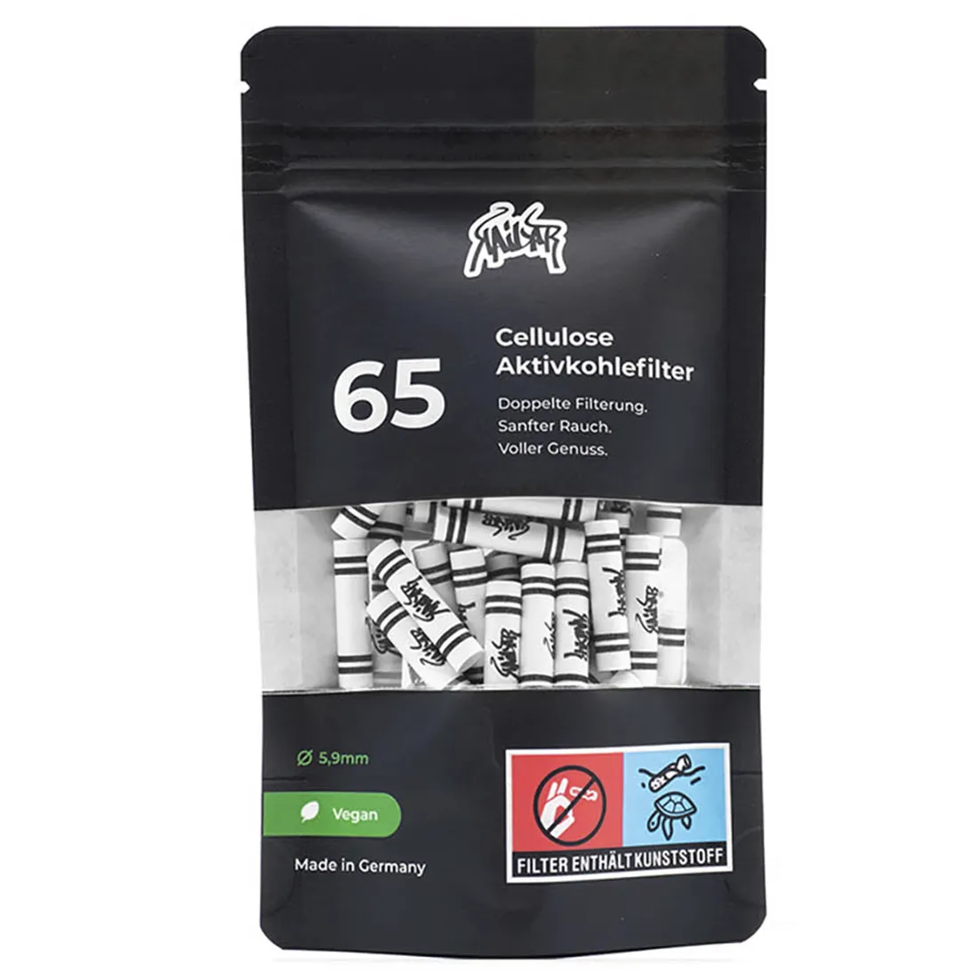 Kailar aktivfilter i hvid farve præget af en glat, mat overflade. Filteret har en tykkelse på 5-9 mm og er udstyret med en rektangulær form. Kanterne er skarpe, og der er en diskret struktur, der muliggør ventilation. Materialet er let og robust, hvilket sikrer holdbarhed. Ingen synlige knapper eller symboler pryder filterets overflade.