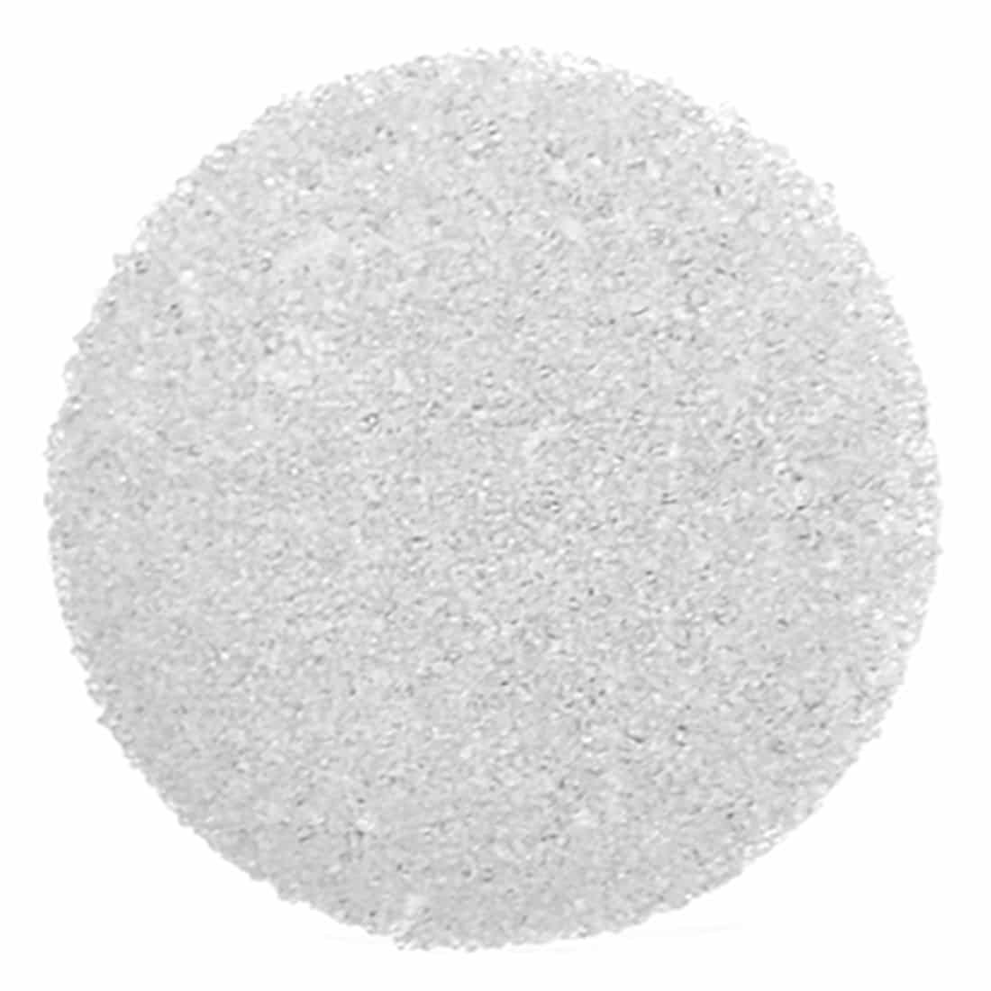 Et klart glasrist med en diameter på 40 mm præsenterer en perforeret overflade, hvor små, regelmæssige huller er arrangeret i et gittermønster. Ristens kanter er glatte og let buede, hvilket giver en elegant finish. Materialet ser robust ud med en let glans, der reflekterer lyset, og skaber en klar kontrast mod en neutral baggrund.