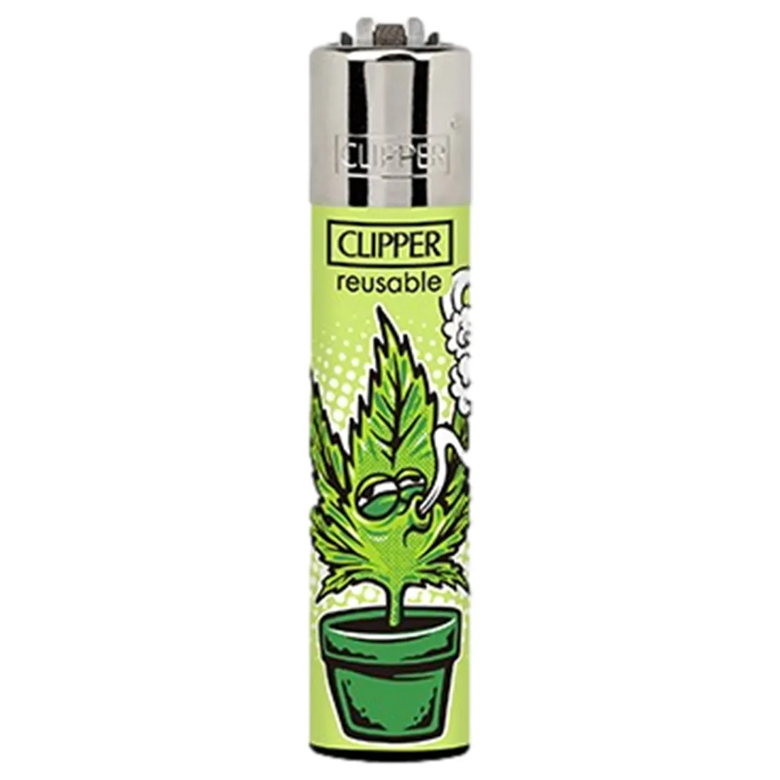 En lighter med en slank, rektangulær form præsenterer sig i en smoke edition farve, der kombinerer grå og sorte nuancer. Overfladen har en glat og skinnende tekstur, mens der er en tydelig, sort logo-tryk på den ene side. Den øverste del indeholder en metal brænder med en lille flammejustering. Knapperne er placeret på den ene langside.