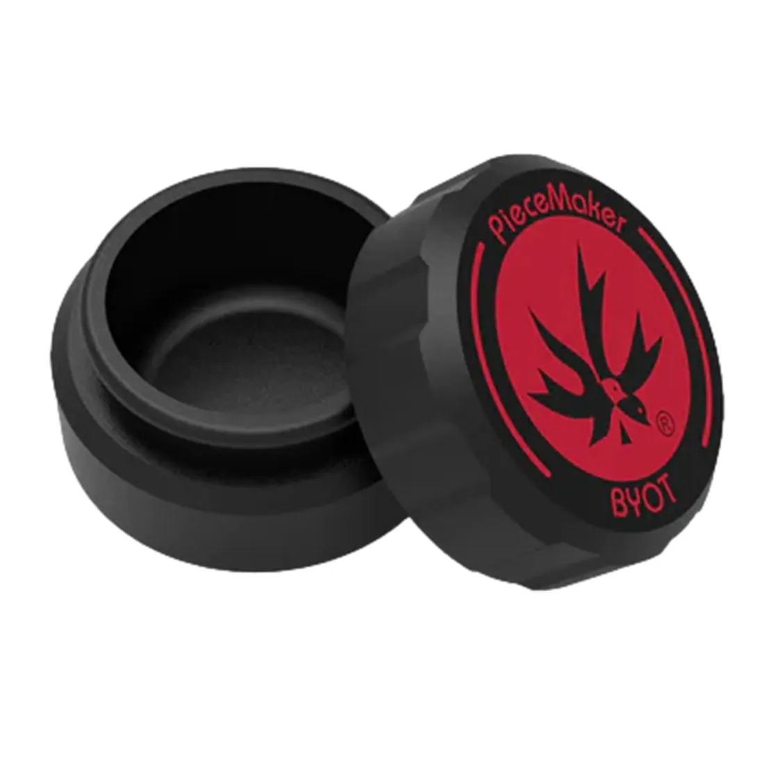 En sort container med en mat overflade prydet af en slidt tekstur, der giver et rustikt udtryk. Containerens form er rektangulær med skarpe kanter og en let buet top. Der er synlige svejsninger, som fremhæver håndværket. Håndtagene er placeret på kortsiderne, og der er små drænhuller i bunden for funktionalitet.