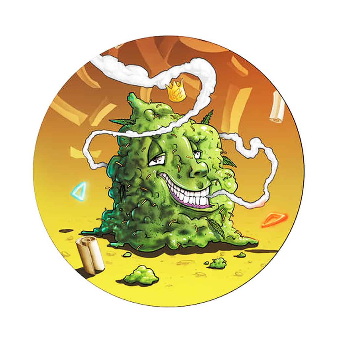 En metal grinder med en diameter på 50 mm præsenterer sig i en blank sølvfarve, der reflekterer lys. Den har en fin, ribbet kant for bedre greb og to separate sektioner, der skaber en tydelig adskillelse. Indersiden har små tænder, der er designet til at knuse materialet effektivt. Overfladen er glat med en let mat finish.