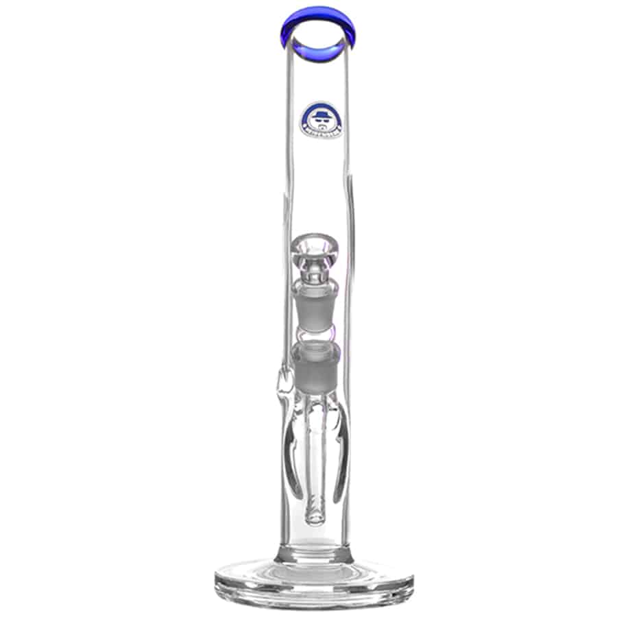 Heisenberg TX Burner er en metalstruktur med en børstet stålfinish, der præsenterer en cylindrisk form. Den øverste del har en rund åbning, der giver adgang til en kompleks brænderkomponent. Knapper i sort plast er placeret på fronten, og der er synlige gevindforbindelser. Overfladen har en let rug tekstur, som bidrager til et industrielt udseende.