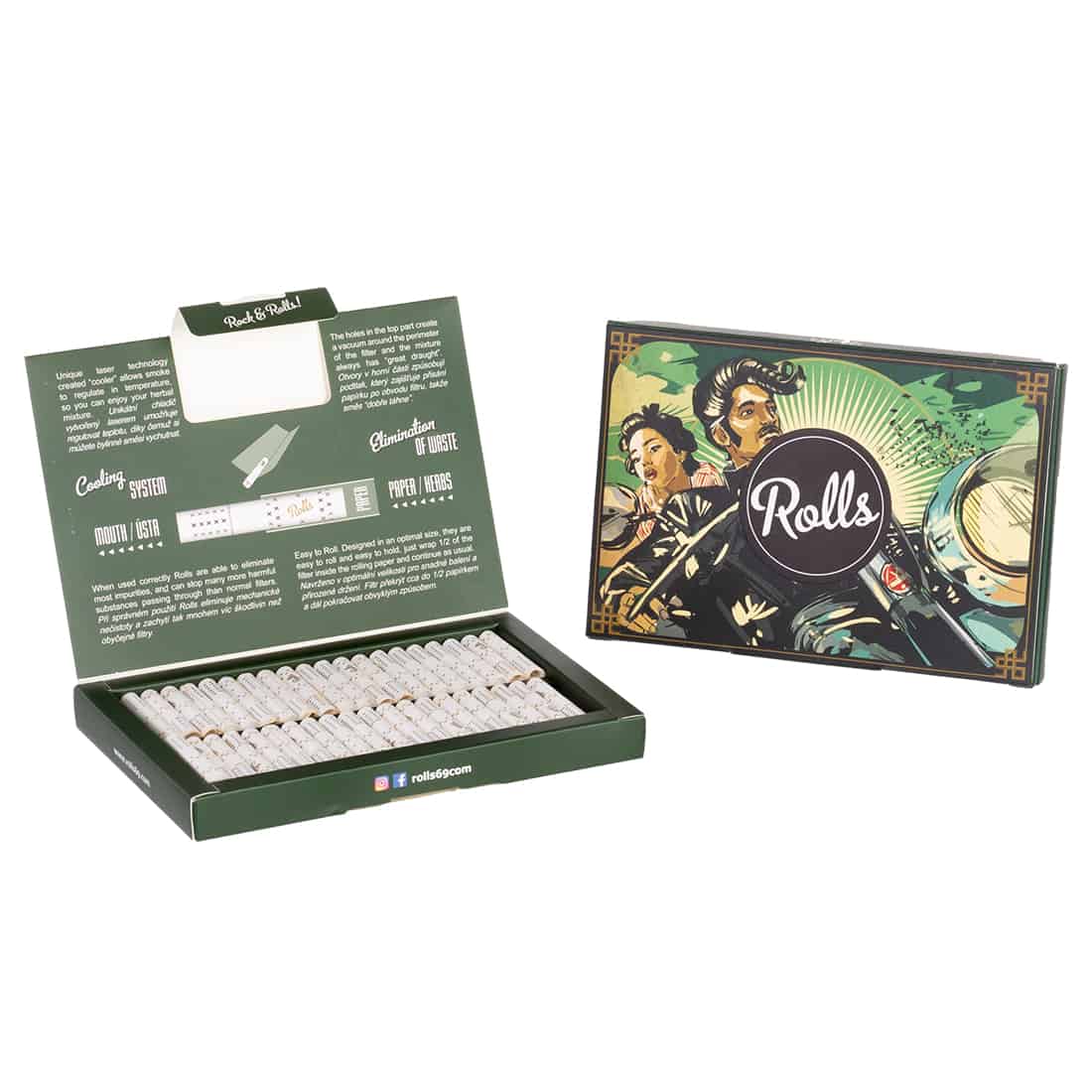 En pakke indeholdende 80 stk. filtre, der måler 6 mm i diameter. Filtrene præsenteres i en klar plastbeholder, som har en let afrundet form. Hver filter har en glat overflade, og de er i en lys farve, hvilket indikerer deres funktionalitet. Etiket med sort tekst angiver produktinformation, placeret på den forreste del af beholderen.