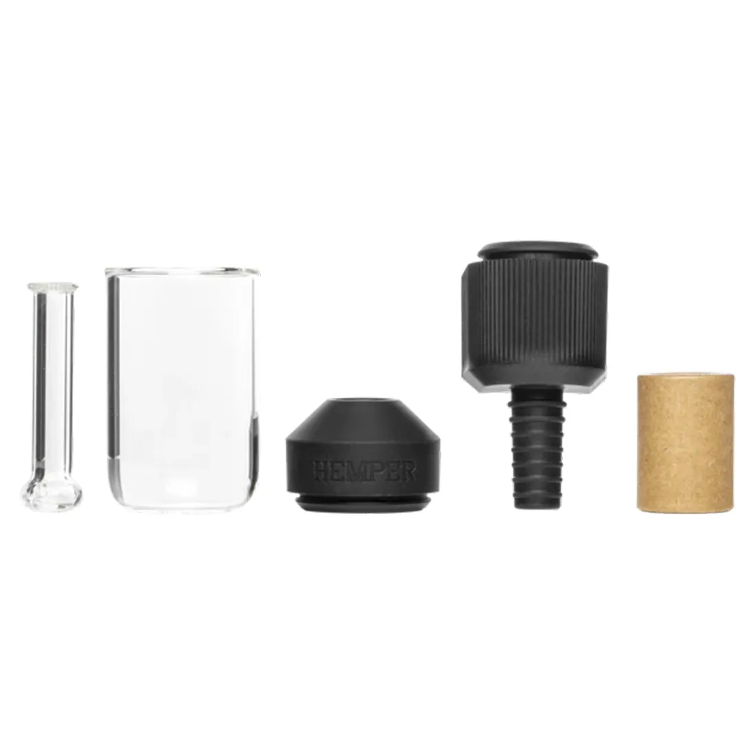 En asfanger i klart glas præsenterer en cylindrisk form med en bredere bund, der smalner mod toppen. Den har et indvendigt filtreringssystem, der består af flere skiver og et mesh-filter. Overfladen er glat med subtile reflekterende elementer. Der er en tilslutning til et rør og en indgang til vand, hvilket giver en funktionel, men elegant design.