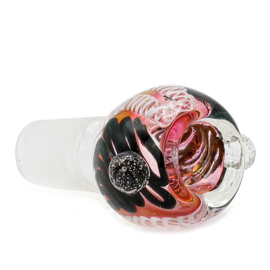 En oval skål i transparent glas præsenterer sig med en blød, rund form. Skålen har en farvet gradient, der skifter fra dyb blå til lysere nuancer, hvilket skaber en visuel dybde. Overfladen er glat med en let glans, der fanger lyset. Kantene er let bølgede, hvilket tilføjer en organisk følelse til designet.